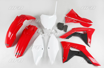 komplet plastików honda crf 250r '18-'20, crf 450r '17-'20 z osłonami filtra powietrza kolor oem (czerwony/biały) (ho123e999)