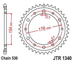 Zębatka tylna 4434 44 honda cb 1000r '08-'16 (443444jt) (łańc. 530)