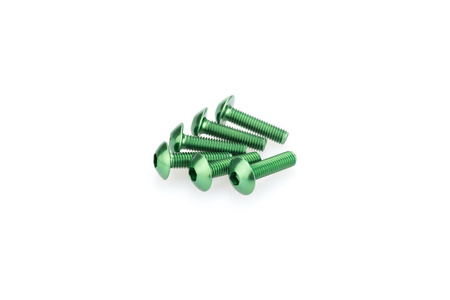Śruby z anodyzowanego aluminium blister 6 wypukłych śrub m5x20mm zielone
