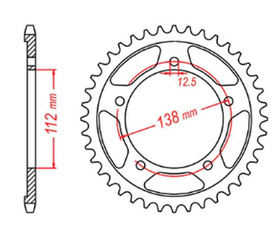 ZĘBATKA TYLNA 4357 43 HONDA CB 600 HORNET '07-'13, CBR 600F '97-'98, '11-'14, CBF 600 '04-'07 (JTR1304.43) (ŁAŃC. 525)