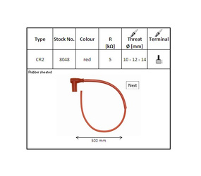 Fajka świecy zapłonowej Ngk fajka na świece gumowa kątowa (90) przewód 50 cmm kolor czerwony (nr 8048) – NGK