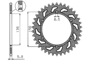 Zębatka tylna 702 50 husqvarna sm 610 (08-09), suzuki dr350 (90-03), rgv 250 (91-96) (jtr822.50) (łańc. 520) (70250jt)