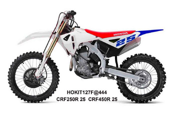 KOMPLET PLASTIKÓW (FULL KIT) Z OSŁONAMI TELESKOPÓW (AMORTYZATORÓW) HONDA CRF 250 R / 450 R '25-'26 KOLOR BIAŁY / NIEBIESKI