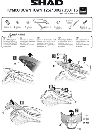 Stelaż kufra tylnego Shad do Kymco Down Town New 125-350 2015/16