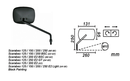 Lusterko Prawe Aprilia Scarabeo 125/150/200/250 Power Force