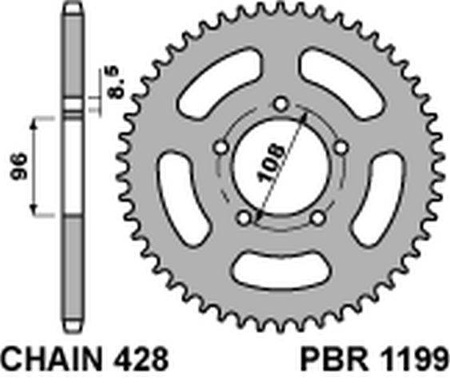Zębatka tylna 1199 49 c45 mz 125 rt/sm (łańc. 428)
