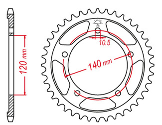 Zębatka tylna 4409 42 suzuki gsxr 1000 '01-'06, sv1000 '03-'06 (jtr1800.42)