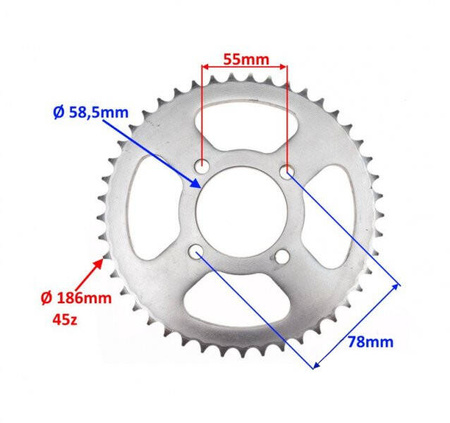 Zębatka tylna motocyklowa 428 45Z Junak RX One