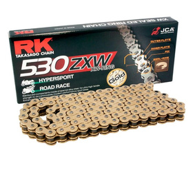ŁAŃCUCH NAPĘDOWY GB530ZXW-118 (XW-RING) ZAKUWKA (CLF) W ZESTAWIE KOLOR ZŁOTY (POJEMNOŚĆ: DO 1400 CCM) (44 KN)