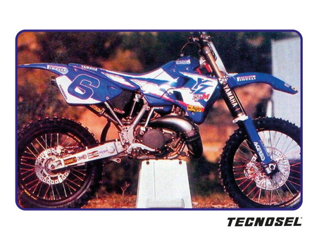 Komplet naklejek (oklein) + pokrowiec/poszycie na siedzenie yamaha yz 125/250 '96-'01, replica team yamaha '98