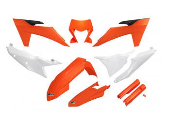Komplet Plastików Ktm Exc 150 / 250 / 300 Tbi '24-'25, Exc-F 250 / 350 / 450 / 500 '24-'25 Oem Pomarańczowy Biały