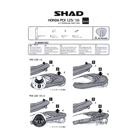 Oparcie pasażera Shad do Honda PCX 125 czarne