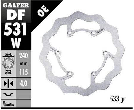 Tarcza hamulcowa tył yamaha yz 250 '22-, yz 250f '21-, yz 450f '20- wave (240x115x4mm)