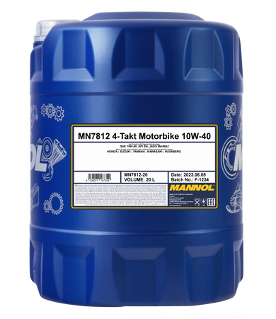 Mannol olej silnikowy 4t motorbike 10w40 20l ester + ma2 syntetyk (7812)