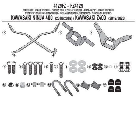 stelaż kufra centralnego kawasaki ninja z 400 (19-20) (bez płyty)