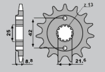 Zębatka przednia 525 16 kawasaki gpz 500s '87-'05, kle 500 '91-'96