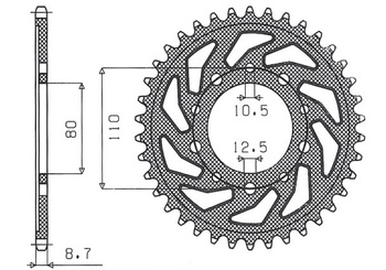 Zębatka tylna 334 42 honda cbr 1000f '93-'98, cb 1000, cbx 1000 (jtr1334.42) (łańc. 530) (33442jt)