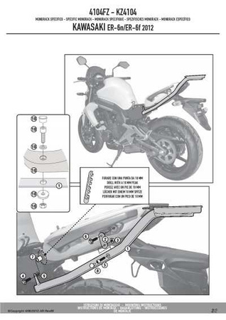 Stelaż Kufra Centralnego Kawasaki Er-6n / Er-6f 650 (12-15) ( Bez Płyty )