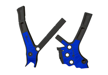 OSŁONY RAMY (KOMPLET) BI-MATERIAL SUPER GRIP YAMAHA YZ 125 / 250 '05-'24, FANTIC XE / XX 125 / 250 / 300 '21-'24 KOLOR CZARNY / NIEBIESKI