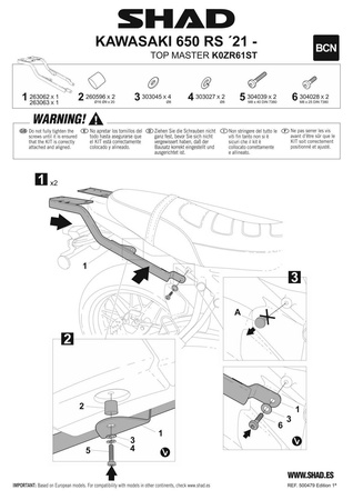 Stelaż kufra tylnego Shad do Kawasaki Z650RS