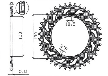 ZĘBATKA TYLNA 236 52 / 245 52 HONDA NX 650 95-01, YAMAHA XJ 6 09-15, YAMAHA WR 250R '08-'10, APRILIA RX SIX DAYS 125 '90 (JTR245/2.52) (JTR245/3.52) (ŁAŃC. 520) (24552JT)
