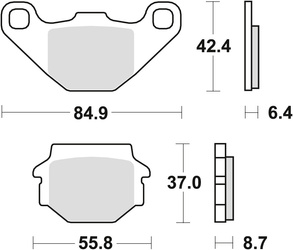Klocki hamulcowe kh67/2 organic aprilia pegaso 125 90-91, kymco jive 50 04-06, loncin conqueror 200 05-, tył
