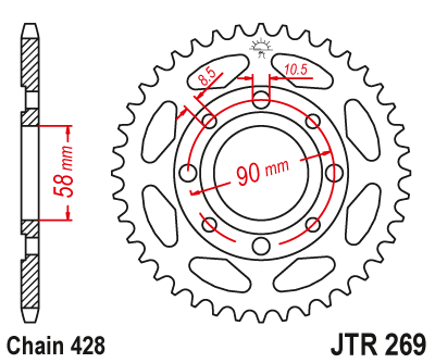 ZĘBATKA TYLNA STALOWA DO MOTOCYKLA JTR269-42 428