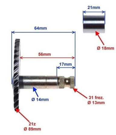 Półksiężyc kopniaka skuter 4T 21Z 139Qmb 56,0 mm