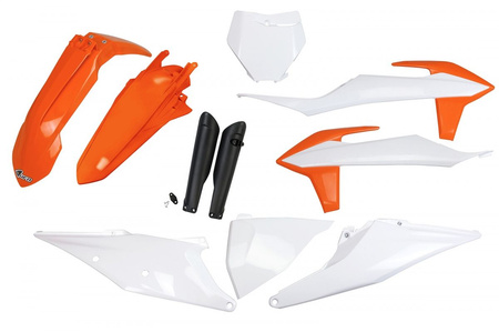 Komplet Plastików (Full Kit) Z Osłonami Teleskopów (Amortyzatorów) Ktm Sx 125/150/250 '19-'22, Sxf (Sx-F) 250/350/450 '19-'22 Kolor Oem '21 (Biały/Pomarańczowy)