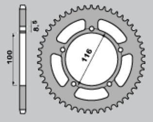 Zębatka tylna aluminiowa kolor srebrny 464 51 kawasaki kx 60 '83-'03, kx 80 '83-'85, suzuki rm 60 k3 '03 (łańc. 420)