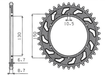 Zębatka tylna 860 47 yamaha yzf 600r thunder cat (96-03), yzf 1000 thunder ace, fzr 1000 (jtr859.47) (łańc. 530) (86047jt)