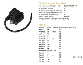 Dze 2022/08 cewkomoduł kawasaki gto 110/125, suzuki ax 100/115, fa 50, ts 125 (wszystkie roczniki) (oem 33410-h48710)