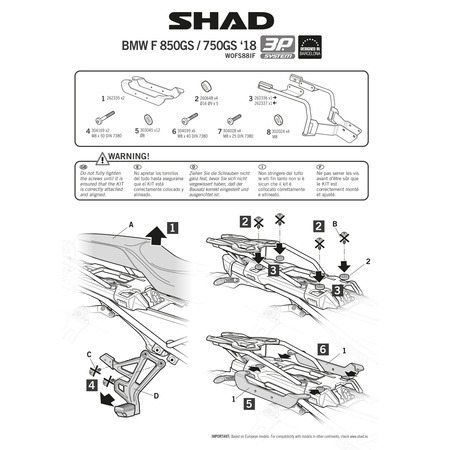 Stelaż do kufrów bocznych Shad 3P do BMW F750GS F850GS