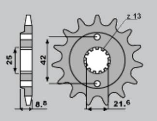 Zębatka przednia 525 16 kawasaki gpz 500s '87-'05, kle 500 '91-'96