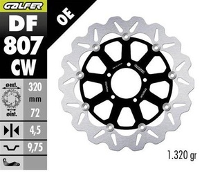 TARCZA HAMULCOWA PRZÓD DUCATI DIAVEL 1200 '11-; HYPERMOTARD 939/950 '13-; MONSTER 796/797/821/1200 '10-; MULTISTRADA 937/950/1200 '10-; X DIAVEL 1260 '19- (WAVE FLOATING) (320X72X4,5MM)