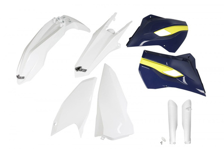Komplet Plastików (Full Kit) Z Osłonami Teleskopów (Amortyzatorów) Husqvarna Te/Fe 125/250/300/350/450 '15-'16 Kolor Oem '15 (Biały/Żółty) (Hu615e999)