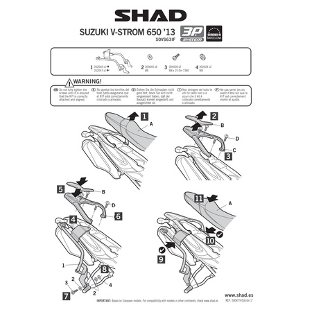 Stelaż do kufrów bocznych Shad 3P do Suzuki V-Strom DL 650