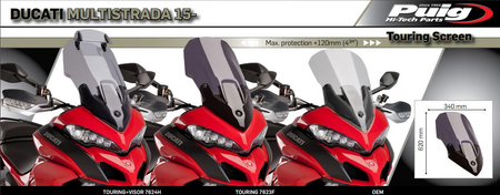 Szyba Turystyczna Puig Do Ducati Multistrada 950 /1200/1260/S Przezroczysta