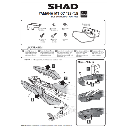 Stelaż do sakw półsztywnych Shad do Yamaha MT07 18