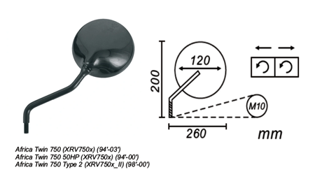 Lusterko Lewe Honda Africa Twin 750 94-2003 Power Force