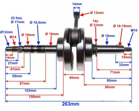 Wał korbowy ATV 110 quad 139FMB