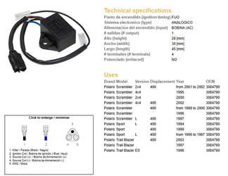 Dze moduł zapłonu cdi polaris scrambler 400 95-02, sport 400, trail blazer 400