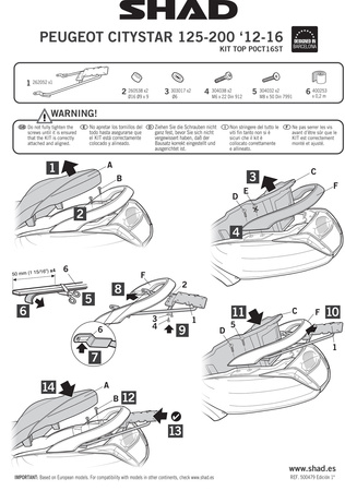 Stelaż kufra tylnego Shad do Peugeot Citystar 50 i 125