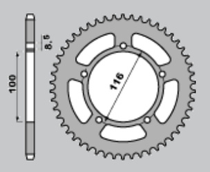 Zębatka tylna aluminiowa kolor zielony 464 51 kawasaki kx 60 '83-'03, kx 80 '83-'85, suzuki rm 60 k3 '03 (łańc. 420)
