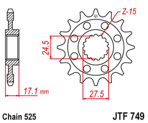 Zębatka przednia 2249 14 ducati panigale 1199/1299 '12-'19 (224914jt) (łańc.525)
