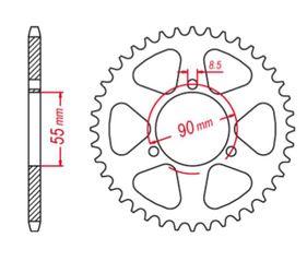 Zębatka tylna aluminiowa kolor czarny 467 54 rieju 50 rs2 matrix/pro '03-10' naked '04-09 (jtr1077.54)