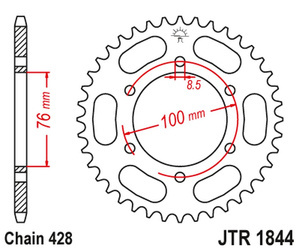 Zębatka tylna 4513 48 yamaha yzf 125r '08-'18 (451348jtzbk) (łańc. 428) kolor czarny - wycofany z oferty