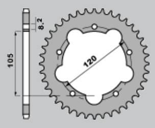 Zębatka tylna 3565 45 aprilia rx50 93-95 (2011-45) (łańc.415)