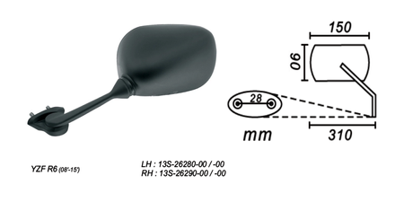 Lusterko lewe yamaha yzf r6 2008-2015 power force