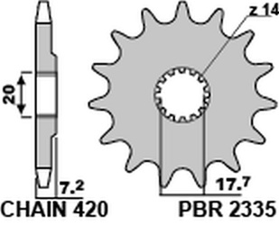 Zębatka przednia 2335 14 18nc yamaha yz 65 18-20 (łańc. 420)